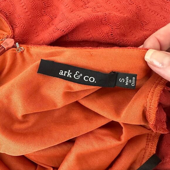 Ark & Co Salmon High Neck Long Sleeve V Back Zip Embroidered Zip Romper S - Picture 7 of 15